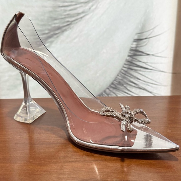 🌺AMINA MAUDDI🌺 Rosie Glass Pumps Transparent PVC Crystal Bow Size: 38.5 - Picture 7 of 16